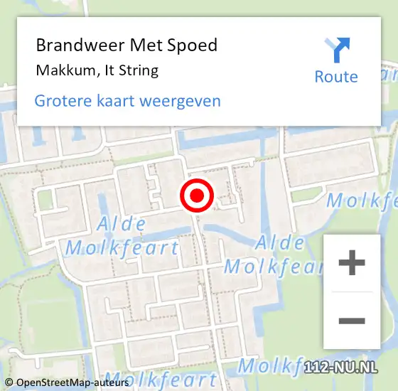 Locatie op kaart van de 112 melding: Brandweer Met Spoed Naar Makkum, It String op 2 juli 2024 19:23