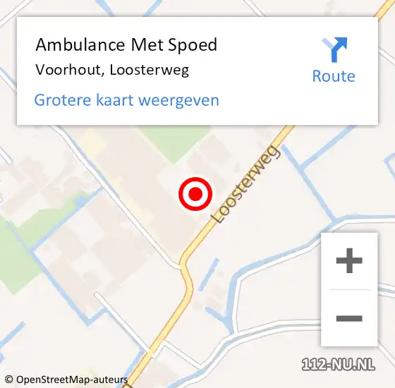 Locatie op kaart van de 112 melding: Ambulance Met Spoed Naar Voorhout, Loosterweg op 2 juli 2024 19:35