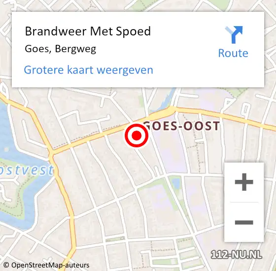 Locatie op kaart van de 112 melding: Brandweer Met Spoed Naar Goes, Bergweg op 2 juli 2024 19:39