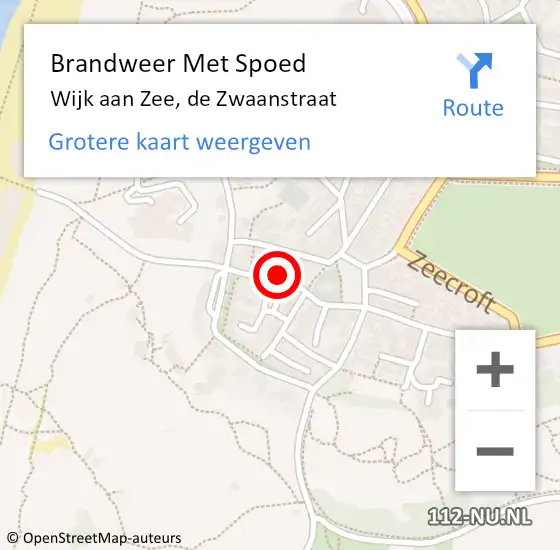 Locatie op kaart van de 112 melding: Brandweer Met Spoed Naar Wijk aan Zee, de Zwaanstraat op 2 juli 2024 19:49