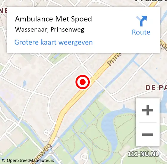 Locatie op kaart van de 112 melding: Ambulance Met Spoed Naar Wassenaar, Prinsenweg op 2 juli 2024 19:51