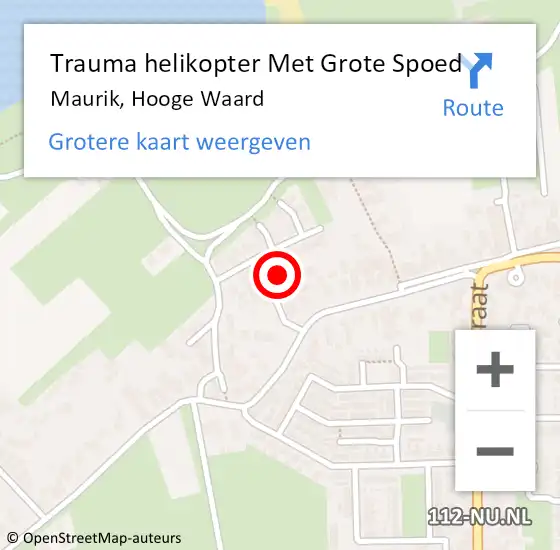 Locatie op kaart van de 112 melding: Trauma helikopter Met Grote Spoed Naar Maurik, Hooge Waard op 2 juli 2024 19:52
