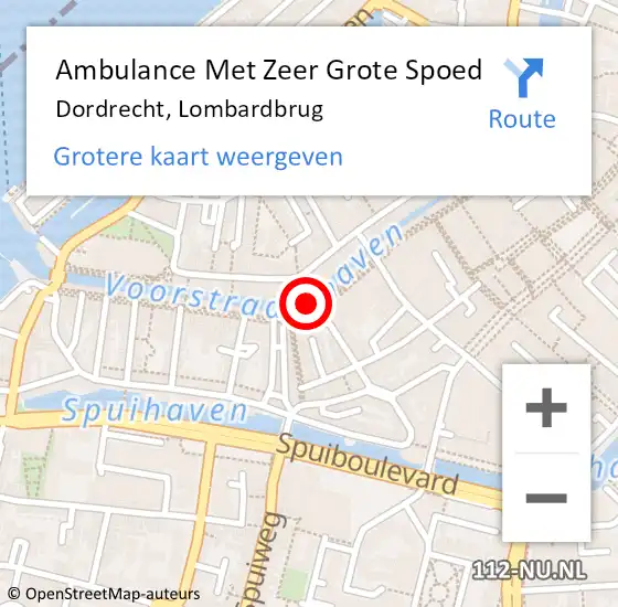 Locatie op kaart van de 112 melding: Ambulance Met Zeer Grote Spoed Naar Dordrecht, Lombardbrug op 2 juli 2024 19:55