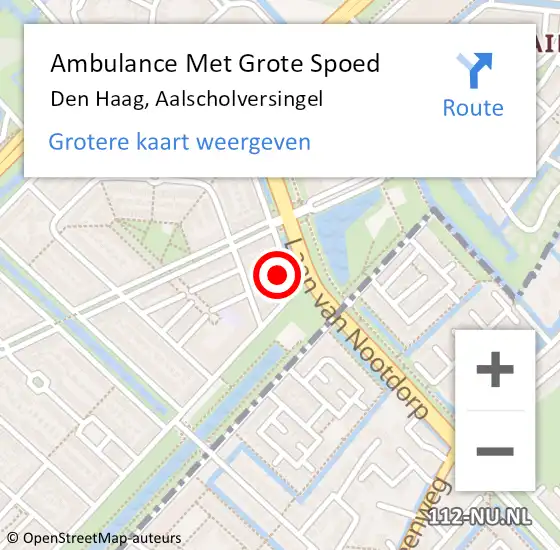 Locatie op kaart van de 112 melding: Ambulance Met Grote Spoed Naar Den Haag, Aalscholversingel op 2 juli 2024 20:02