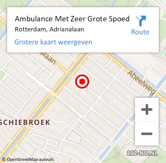 Locatie op kaart van de 112 melding: Ambulance Met Zeer Grote Spoed Naar Rotterdam, Adrianalaan op 2 juli 2024 20:10