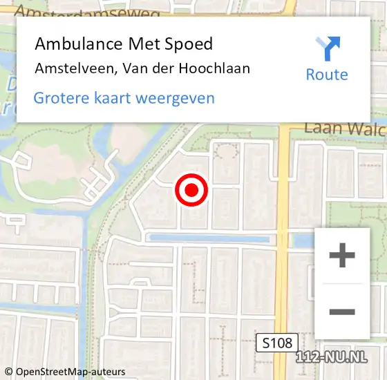 Locatie op kaart van de 112 melding: Ambulance Met Spoed Naar Amstelveen, Van der Hoochlaan op 2 juli 2024 20:15