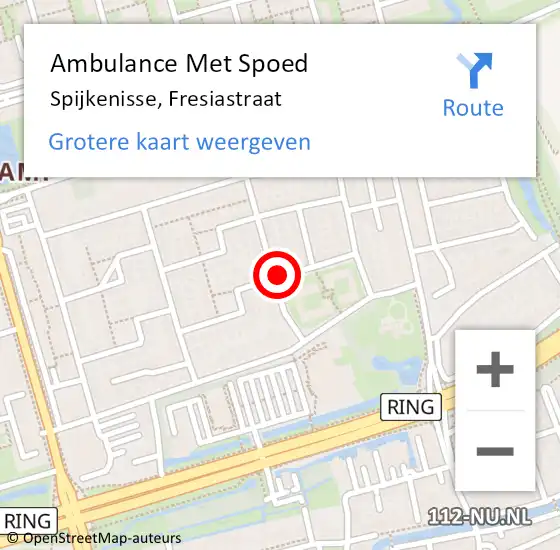 Locatie op kaart van de 112 melding: Ambulance Met Spoed Naar Spijkenisse, Fresiastraat op 2 juli 2024 20:16