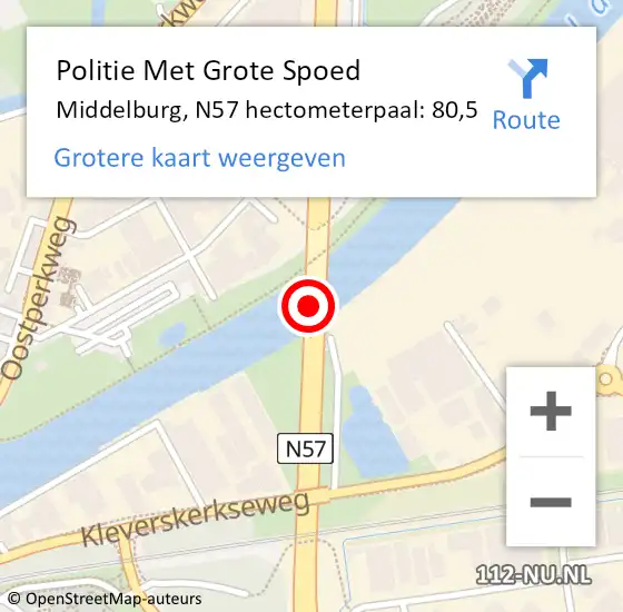 Locatie op kaart van de 112 melding: Politie Met Grote Spoed Naar Middelburg, N57 hectometerpaal: 80,5 op 2 juli 2024 20:33