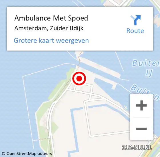 Locatie op kaart van de 112 melding: Ambulance Met Spoed Naar Amsterdam, Zuider IJdijk op 2 juli 2024 20:37
