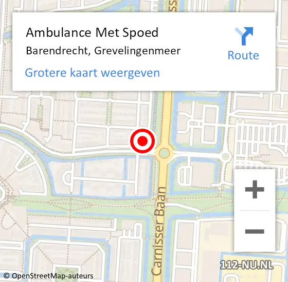 Locatie op kaart van de 112 melding: Ambulance Met Spoed Naar Barendrecht, Grevelingenmeer op 2 juli 2024 20:41