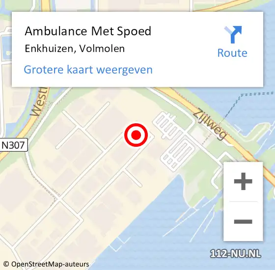 Locatie op kaart van de 112 melding: Ambulance Met Spoed Naar Enkhuizen, Volmolen op 11 oktober 2014 16:30