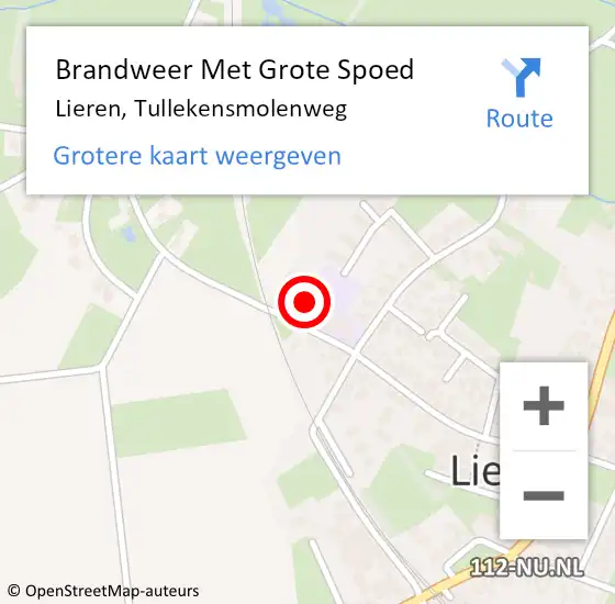 Locatie op kaart van de 112 melding: Brandweer Met Grote Spoed Naar Lieren, Tullekensmolenweg op 2 juli 2024 20:54