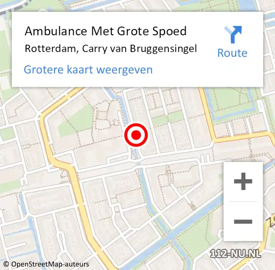 Locatie op kaart van de 112 melding: Ambulance Met Grote Spoed Naar Rotterdam, Carry van Bruggensingel op 2 juli 2024 21:02