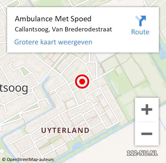 Locatie op kaart van de 112 melding: Ambulance Met Spoed Naar Callantsoog, Van Brederodestraat op 2 juli 2024 21:19