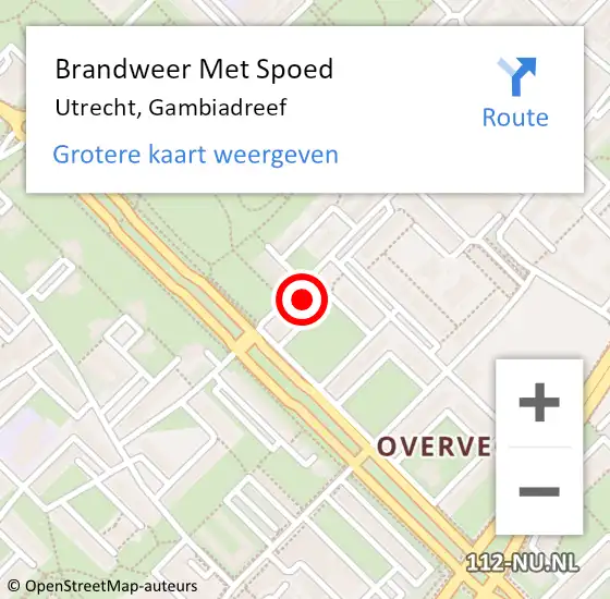 Locatie op kaart van de 112 melding: Brandweer Met Spoed Naar Utrecht, Gambiadreef op 2 juli 2024 21:39