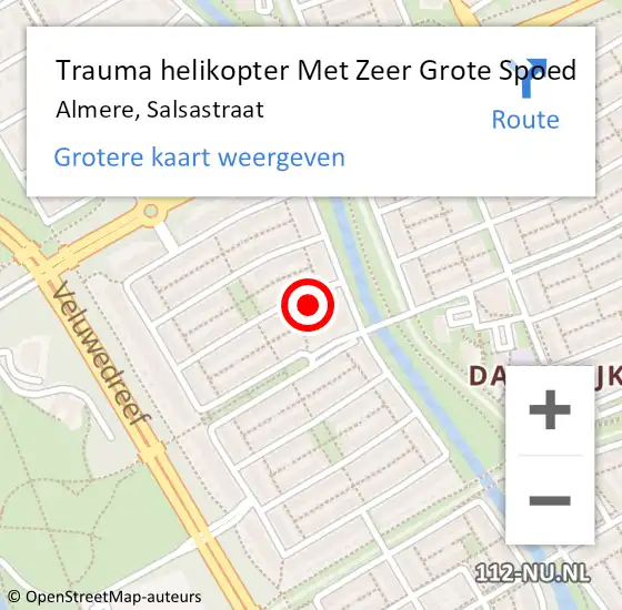 Locatie op kaart van de 112 melding: Trauma helikopter Met Zeer Grote Spoed Naar Almere, Salsastraat op 2 juli 2024 21:41