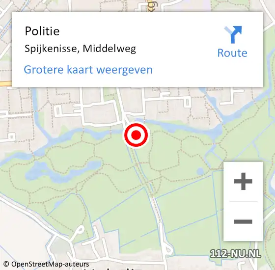 Locatie op kaart van de 112 melding: Politie Spijkenisse, Middelweg op 2 juli 2024 21:43