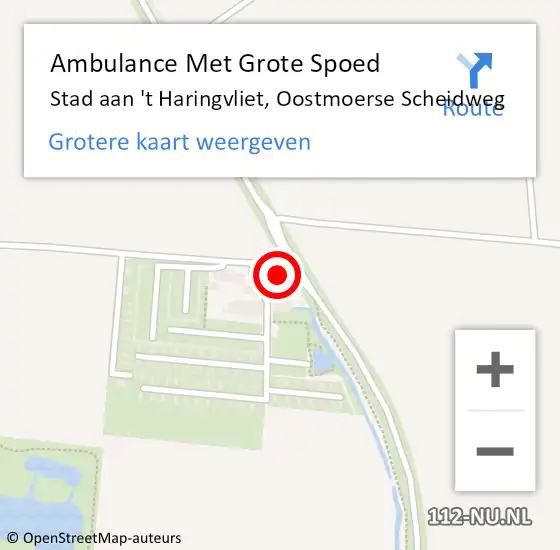 Locatie op kaart van de 112 melding: Ambulance Met Grote Spoed Naar Stad aan 't Haringvliet, Oostmoerse Scheidweg op 2 juli 2024 22:05