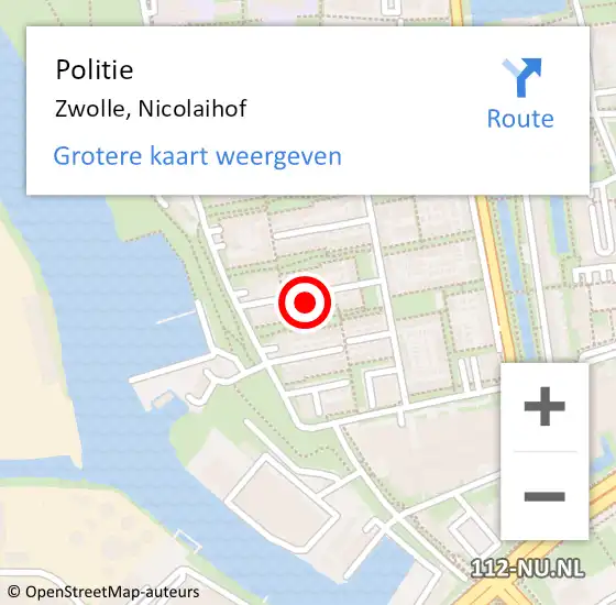 Locatie op kaart van de 112 melding: Politie Zwolle, Nicolaihof op 2 juli 2024 22:06