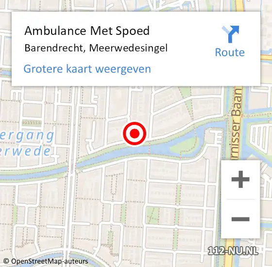 Locatie op kaart van de 112 melding: Ambulance Met Spoed Naar Barendrecht, Meerwedesingel op 2 juli 2024 22:45