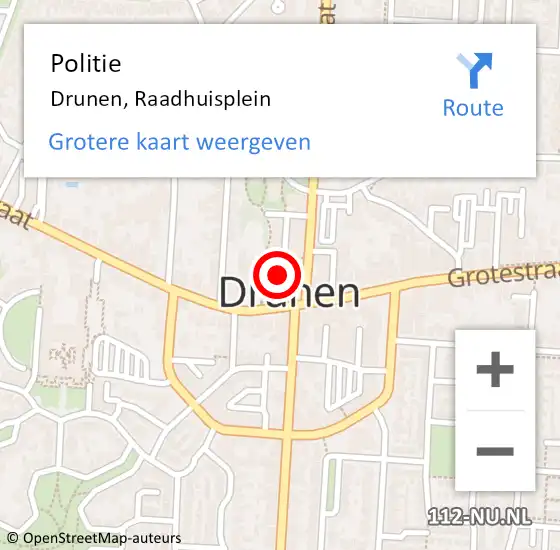 Locatie op kaart van de 112 melding: Politie Drunen, Raadhuisplein op 2 juli 2024 22:54