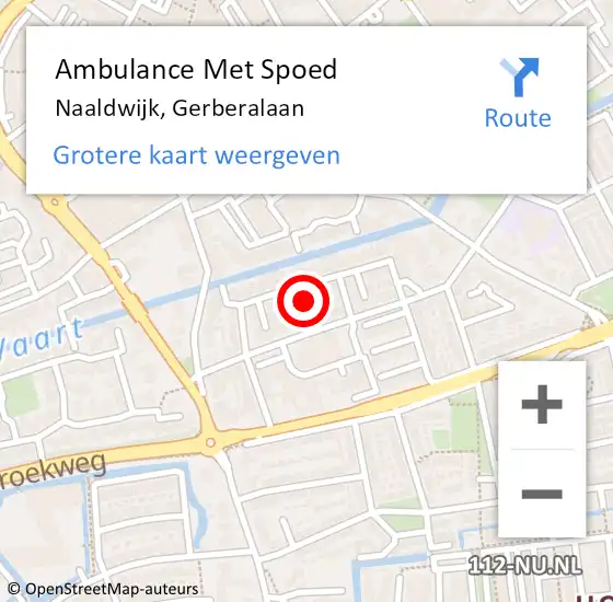 Locatie op kaart van de 112 melding: Ambulance Met Spoed Naar Naaldwijk, Gerberalaan op 2 juli 2024 23:08