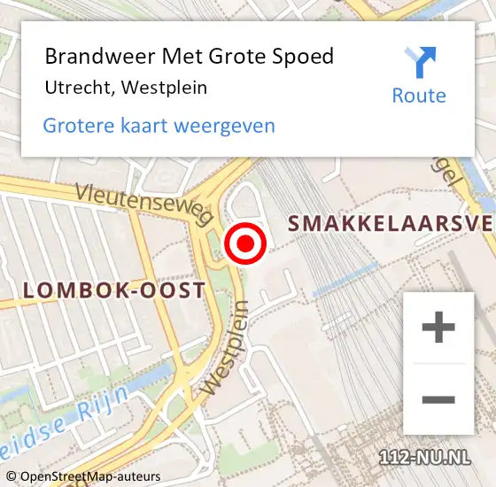 Locatie op kaart van de 112 melding: Brandweer Met Grote Spoed Naar Utrecht, Westplein op 2 juli 2024 23:25