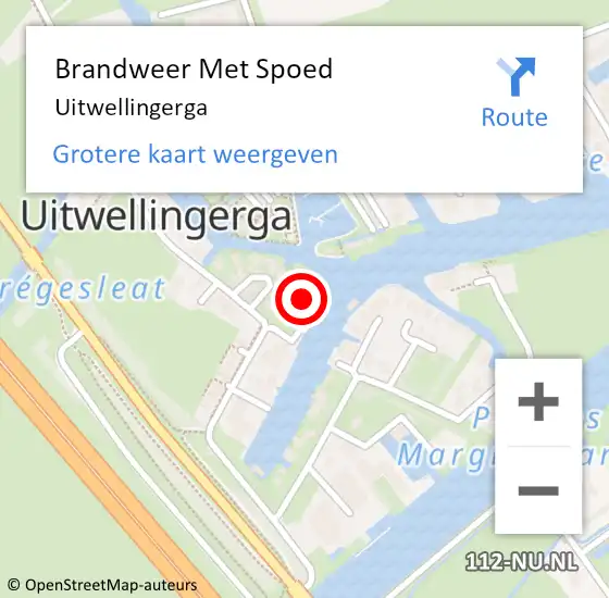 Locatie op kaart van de 112 melding: Brandweer Met Spoed Naar Uitwellingerga op 3 juli 2024 00:06