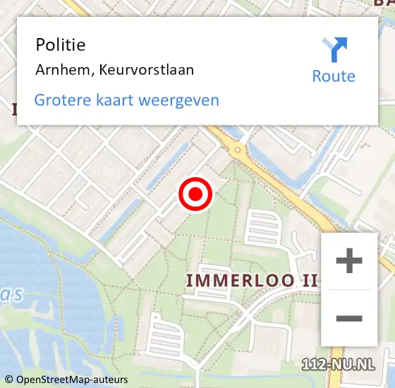 Locatie op kaart van de 112 melding: Politie Arnhem, Keurvorstlaan op 3 juli 2024 00:22