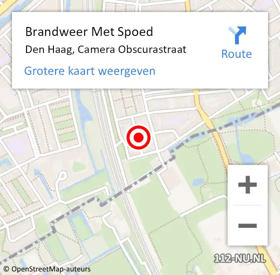 Locatie op kaart van de 112 melding: Brandweer Met Spoed Naar Den Haag, Camera Obscurastraat op 3 juli 2024 00:38