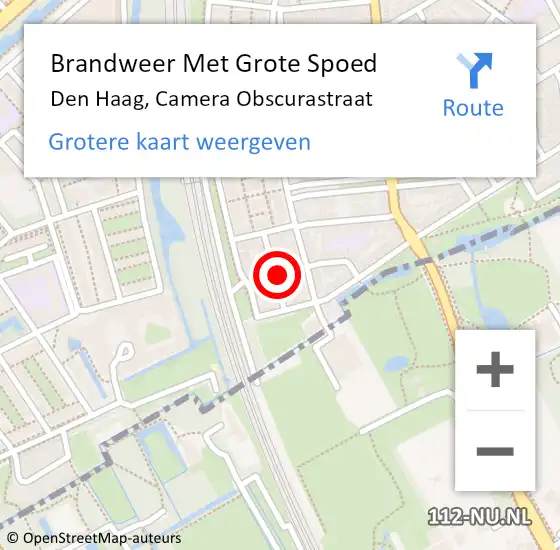 Locatie op kaart van de 112 melding: Brandweer Met Grote Spoed Naar Den Haag, Camera Obscurastraat op 3 juli 2024 00:39