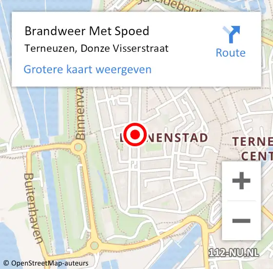 Locatie op kaart van de 112 melding: Brandweer Met Spoed Naar Terneuzen, Donze Visserstraat op 3 juli 2024 01:00