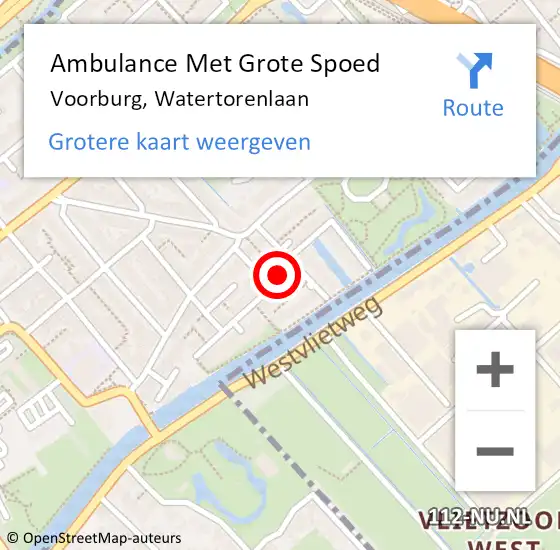 Locatie op kaart van de 112 melding: Ambulance Met Grote Spoed Naar Voorburg, Watertorenlaan op 3 juli 2024 01:08