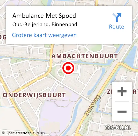 Locatie op kaart van de 112 melding: Ambulance Met Spoed Naar Oud-Beijerland, Binnenpad op 3 juli 2024 01:21