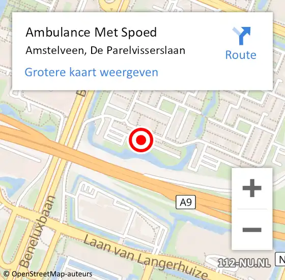 Locatie op kaart van de 112 melding: Ambulance Met Spoed Naar Amstelveen, De Parelvisserslaan op 3 juli 2024 01:52