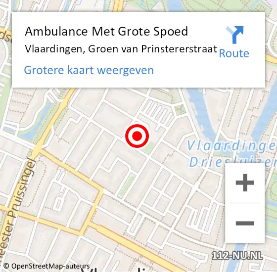 Locatie op kaart van de 112 melding: Ambulance Met Grote Spoed Naar Vlaardingen, Groen van Prinstererstraat op 3 juli 2024 02:11