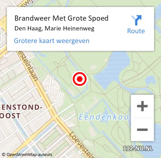 Locatie op kaart van de 112 melding: Brandweer Met Grote Spoed Naar Den Haag, Marie Heinenweg op 3 juli 2024 02:30