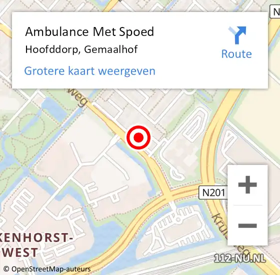 Locatie op kaart van de 112 melding: Ambulance Met Spoed Naar Hoofddorp, Gemaalhof op 3 juli 2024 02:37