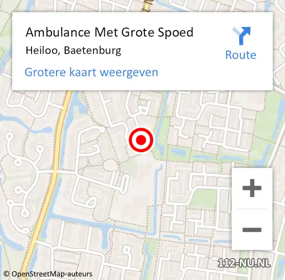 Locatie op kaart van de 112 melding: Ambulance Met Grote Spoed Naar Heiloo, Baetenburg op 3 juli 2024 02:39