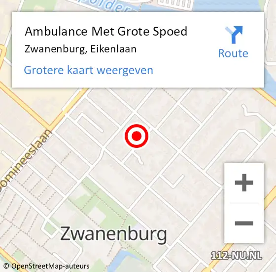 Locatie op kaart van de 112 melding: Ambulance Met Grote Spoed Naar Zwanenburg, Eikenlaan op 3 juli 2024 02:55