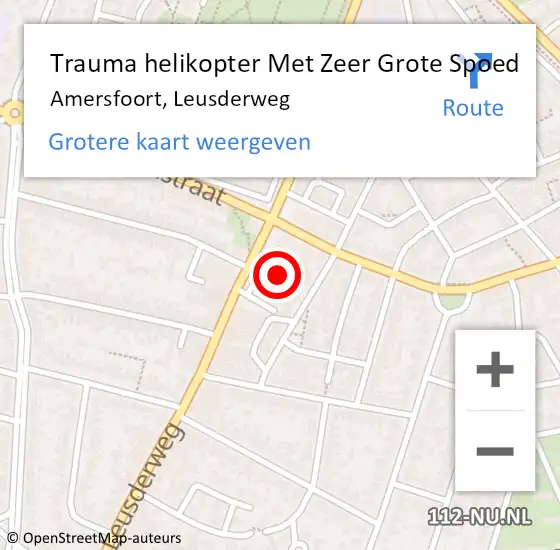Locatie op kaart van de 112 melding: Trauma helikopter Met Zeer Grote Spoed Naar Amersfoort, Leusderweg op 3 juli 2024 03:07