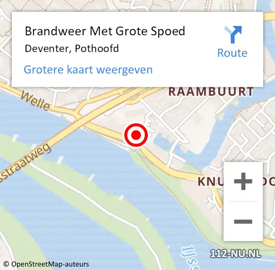 Locatie op kaart van de 112 melding: Brandweer Met Grote Spoed Naar Deventer, Pothoofd op 3 juli 2024 04:44