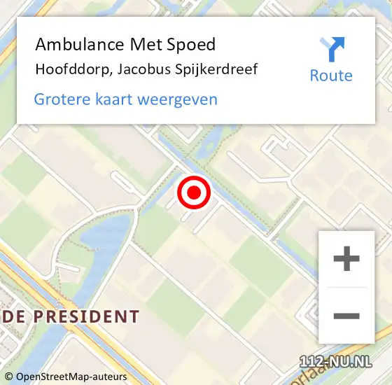 Locatie op kaart van de 112 melding: Ambulance Met Spoed Naar Hoofddorp, Jacobus Spijkerdreef op 3 juli 2024 04:47