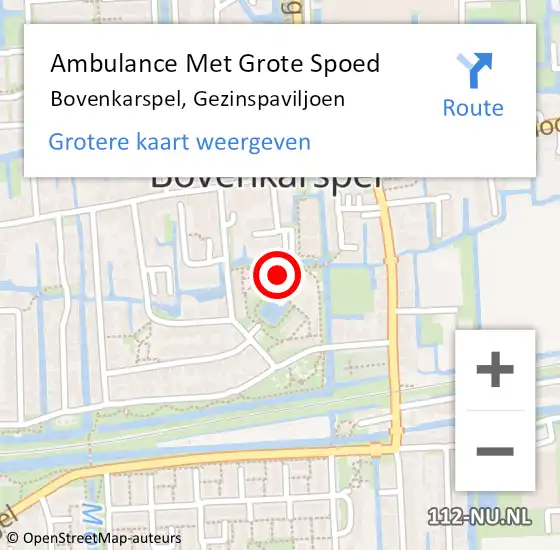 Locatie op kaart van de 112 melding: Ambulance Met Grote Spoed Naar Bovenkarspel, Gezinspaviljoen op 3 juli 2024 04:50