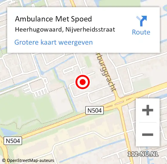 Locatie op kaart van de 112 melding: Ambulance Met Spoed Naar Heerhugowaard, Nijverheidsstraat op 3 juli 2024 04:55