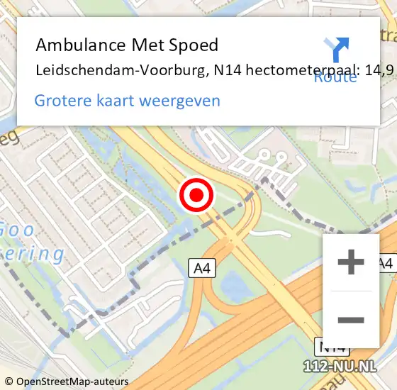Locatie op kaart van de 112 melding: Ambulance Met Spoed Naar Leidschendam-Voorburg, N14 hectometerpaal: 14,9 op 3 juli 2024 05:02