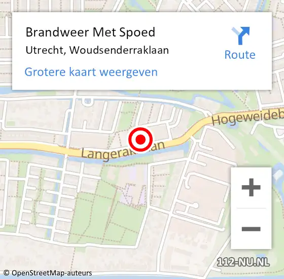 Locatie op kaart van de 112 melding: Brandweer Met Spoed Naar Utrecht, Woudsenderraklaan op 3 juli 2024 05:07