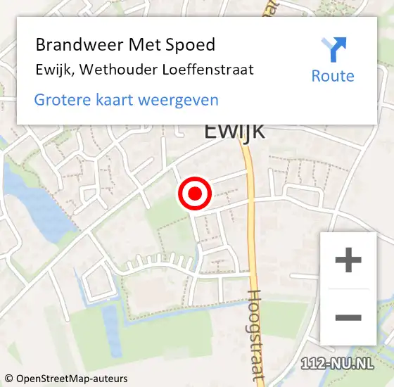 Locatie op kaart van de 112 melding: Brandweer Met Spoed Naar Ewijk, Wethouder Loeffenstraat op 11 oktober 2014 16:57