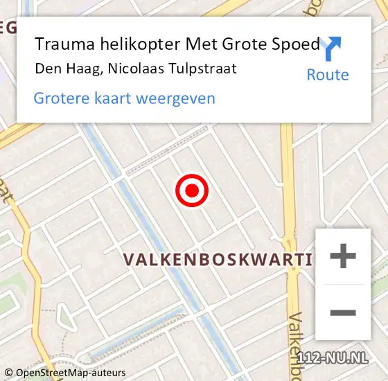 Locatie op kaart van de 112 melding: Trauma helikopter Met Grote Spoed Naar Den Haag, Nicolaas Tulpstraat op 3 juli 2024 05:17