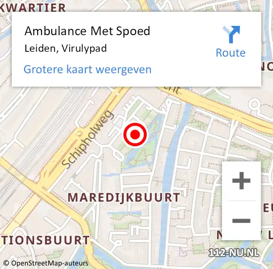 Locatie op kaart van de 112 melding: Ambulance Met Spoed Naar Leiden, Virulypad op 3 juli 2024 05:54